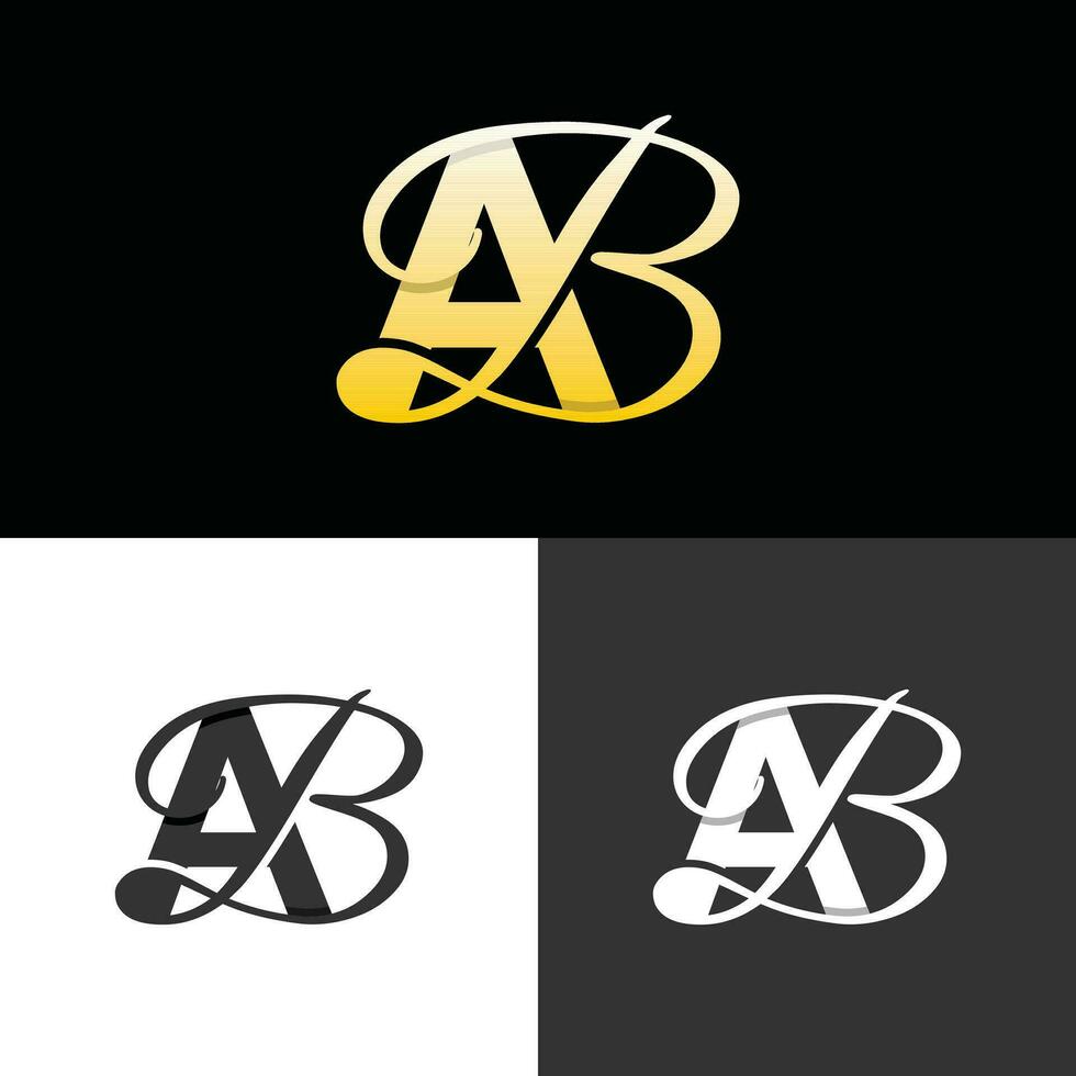 Letter AB luxury modern monogram logo vector design, logo initial vector mark element graphic illustration design template