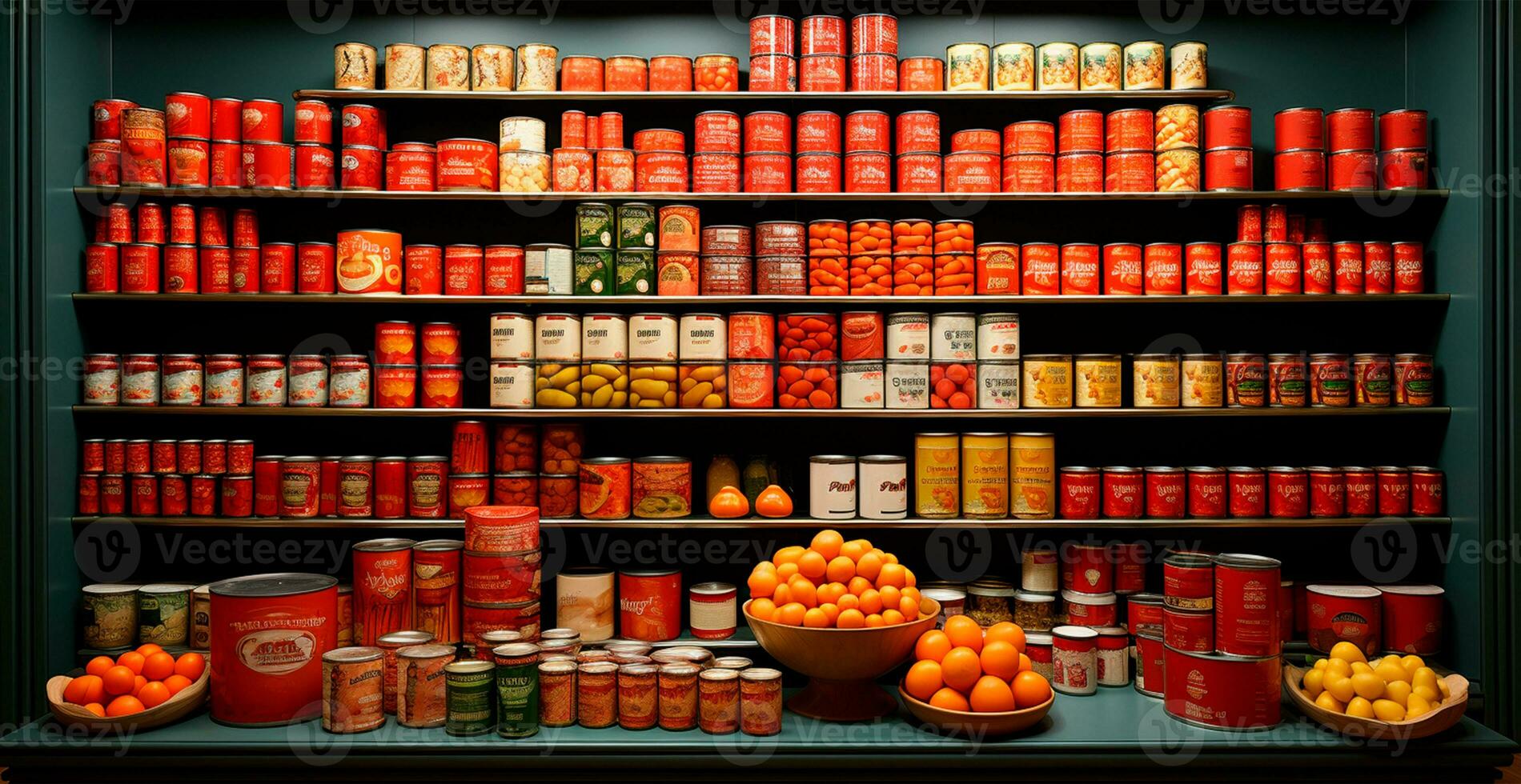 Grocery store, fruit counter, drinks, juices, jams on display in a supermarket - AI generated image photo