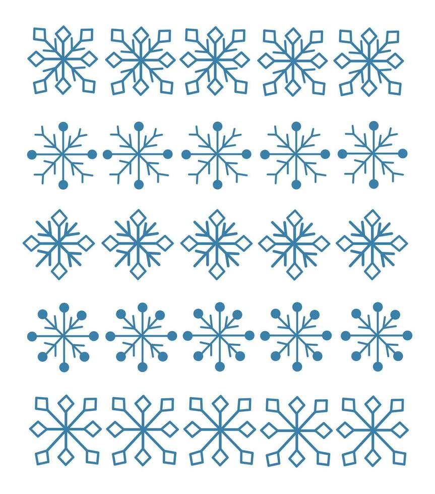 conjunto sencillo invierno y Navidad sin costura divisores tableros con copos de nieve. vector departamento.