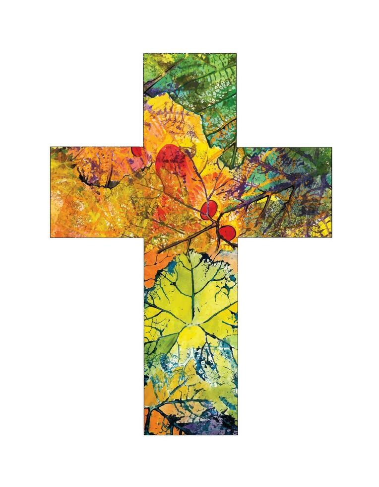 Art abstract cross hand watercolor painting on paper make graphic vector. vector