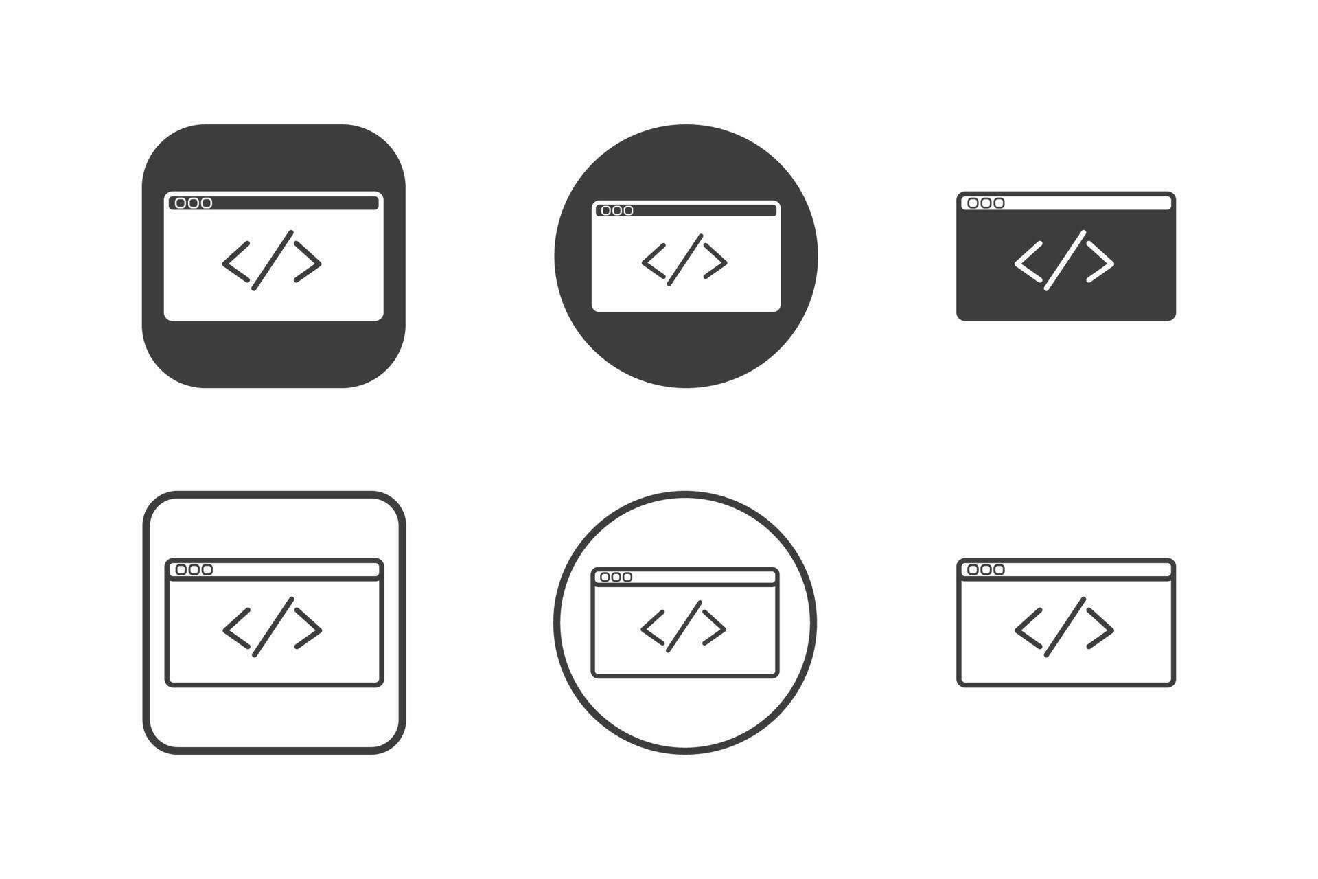 Symbol programming icon design 6 variations. Isolated on white ...