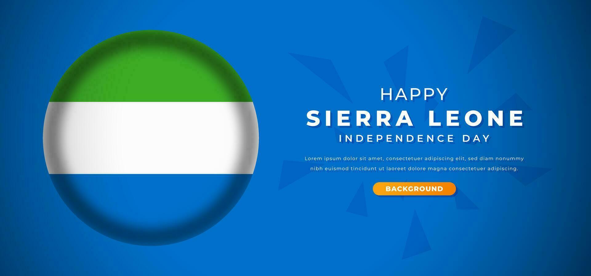Happy Sierra Leone Independence Day Design Paper Cut Shapes Background Illustration for Poster, Banner, Advertising, Greeting Card vector