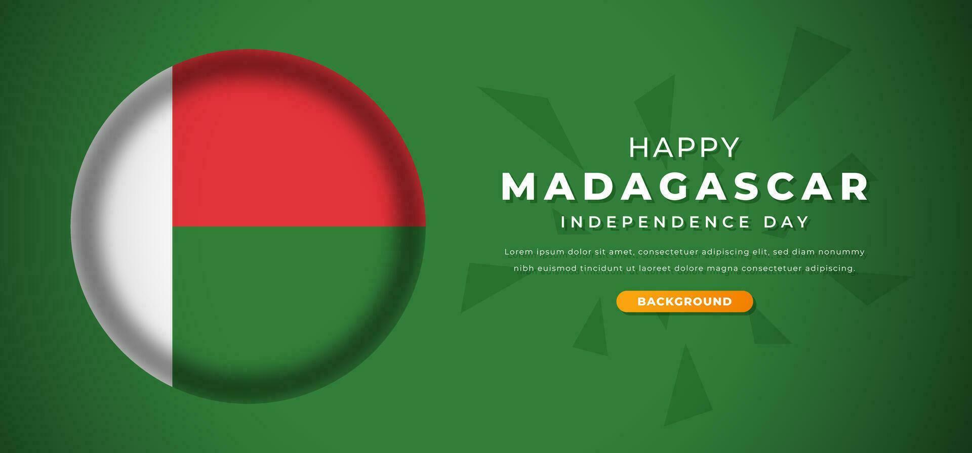 Happy Madagascar Independence Day Design Paper Cut Shapes Background Illustration for Poster, Banner, Advertising, Greeting Card vector