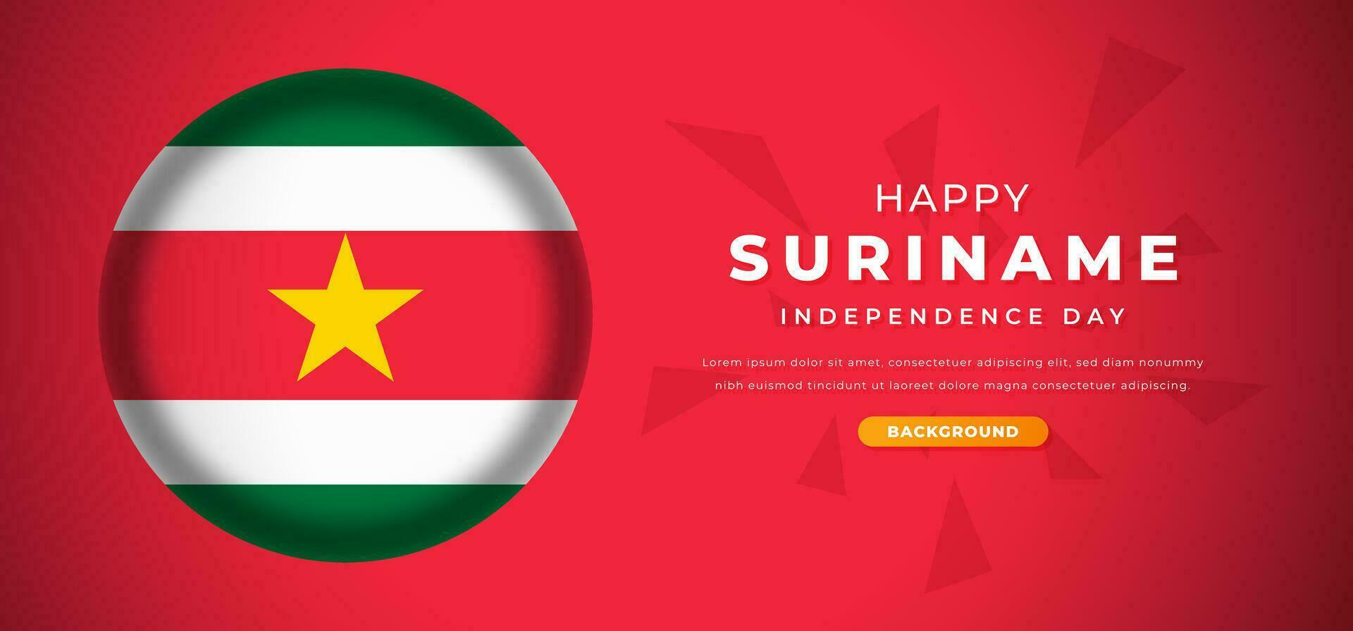 Happy Suriname Independence Day Design Paper Cut Shapes Background Illustration for Poster, Banner, Advertising, Greeting Card vector