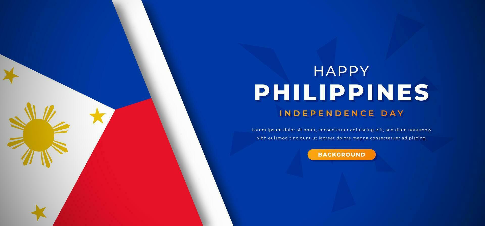 Happy Philippines Independence Day Design Paper Cut Shapes Background Illustration for Poster, Banner, Advertising, Greeting Card vector