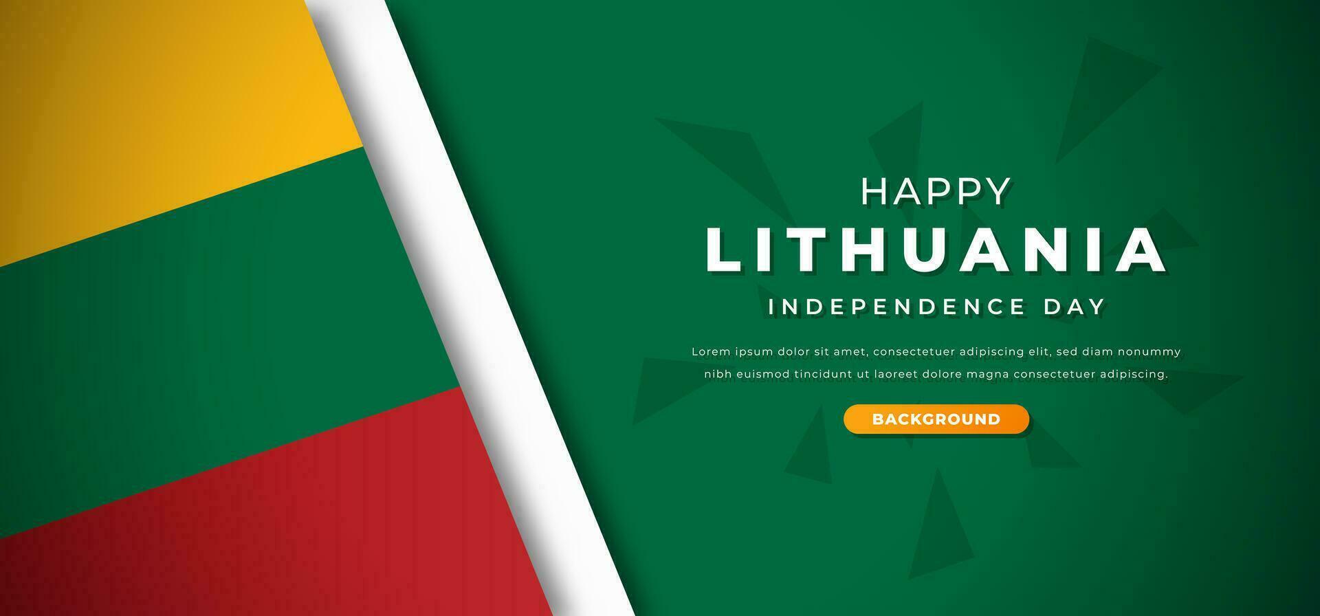 Happy Lithuania Independence Day Design Paper Cut Shapes Background Illustration for Poster, Banner, Advertising, Greeting Card vector