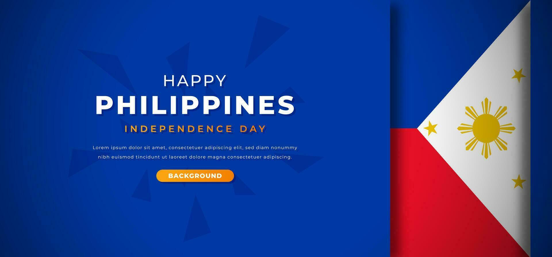 contento Filipinas independencia día diseño papel cortar formas antecedentes ilustración para póster, bandera, publicidad, saludo tarjeta vector