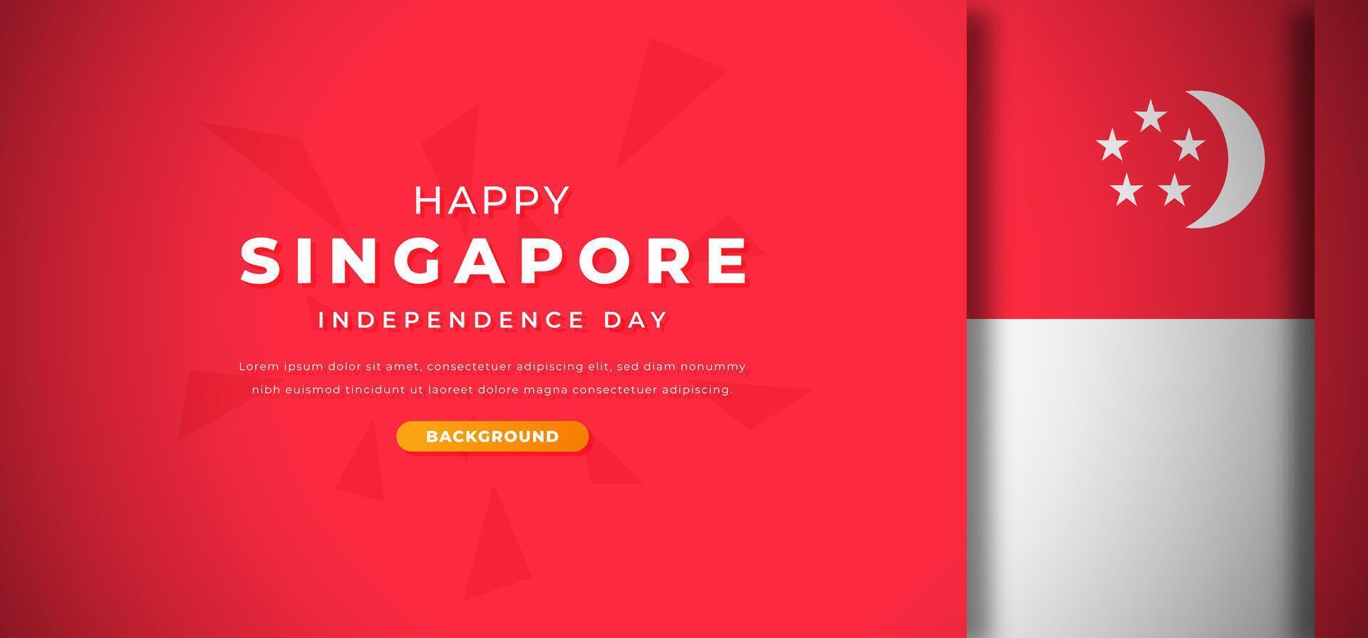 Happy Singapore Independence Day Design Paper Cut Shapes Background Illustration for Poster, Banner, Advertising, Greeting Card vector