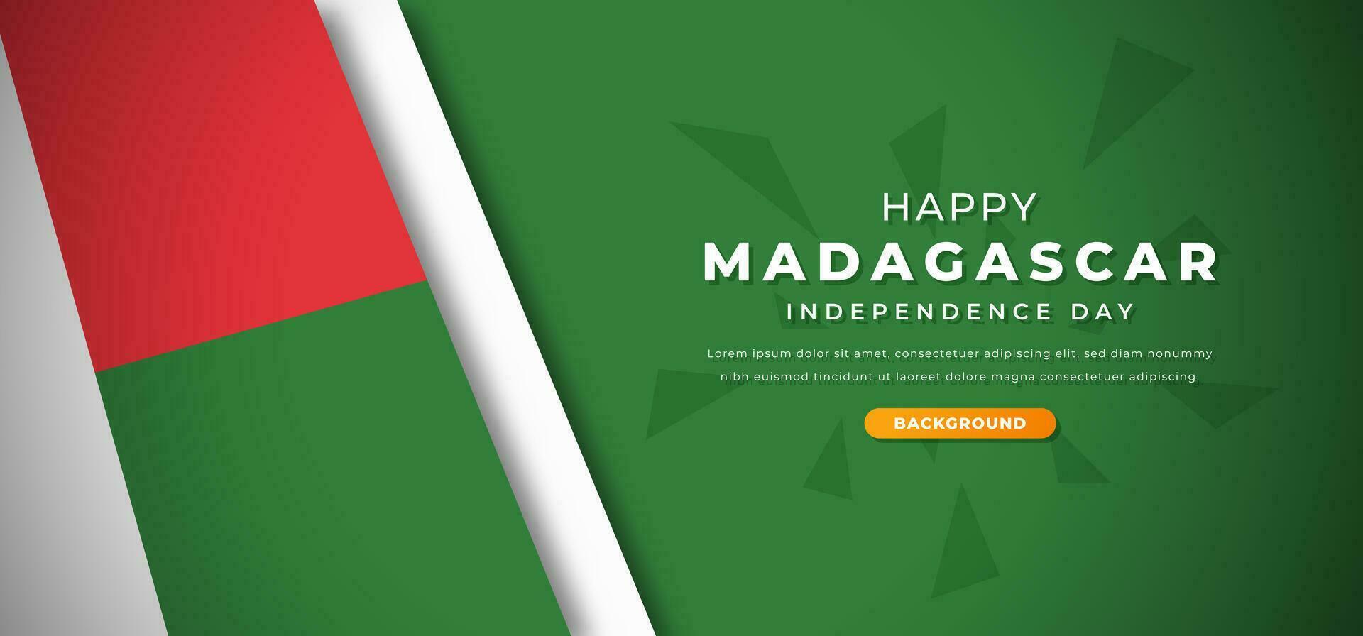 Happy Madagascar Independence Day Design Paper Cut Shapes Background Illustration for Poster, Banner, Advertising, Greeting Card vector