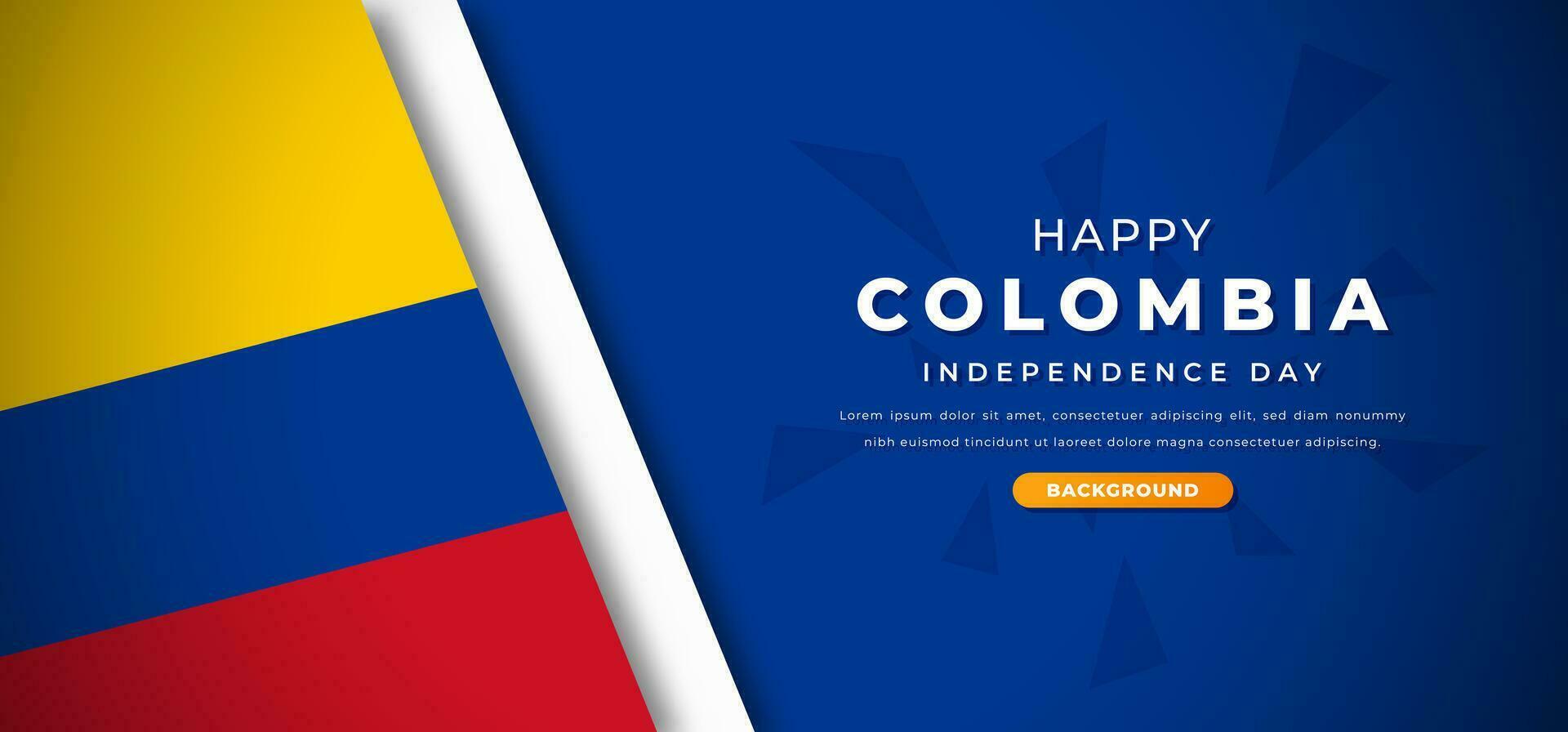 Happy Colombia Independence Day Design Paper Cut Shapes Background Illustration for Poster, Banner, Advertising, Greeting Card vector