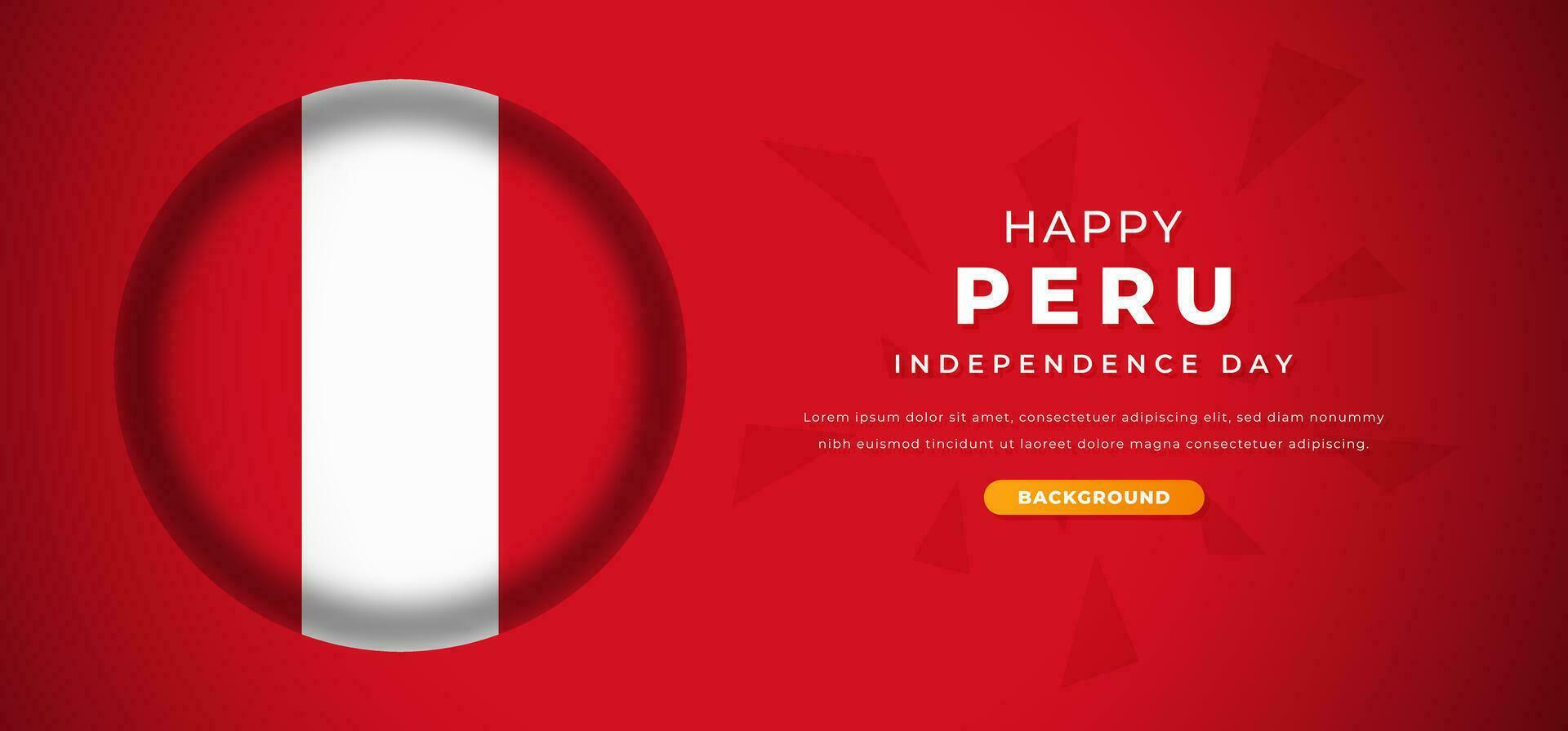 Happy Peru Independence Day Design Paper Cut Shapes Background Illustration for Poster, Banner, Advertising, Greeting Card vector