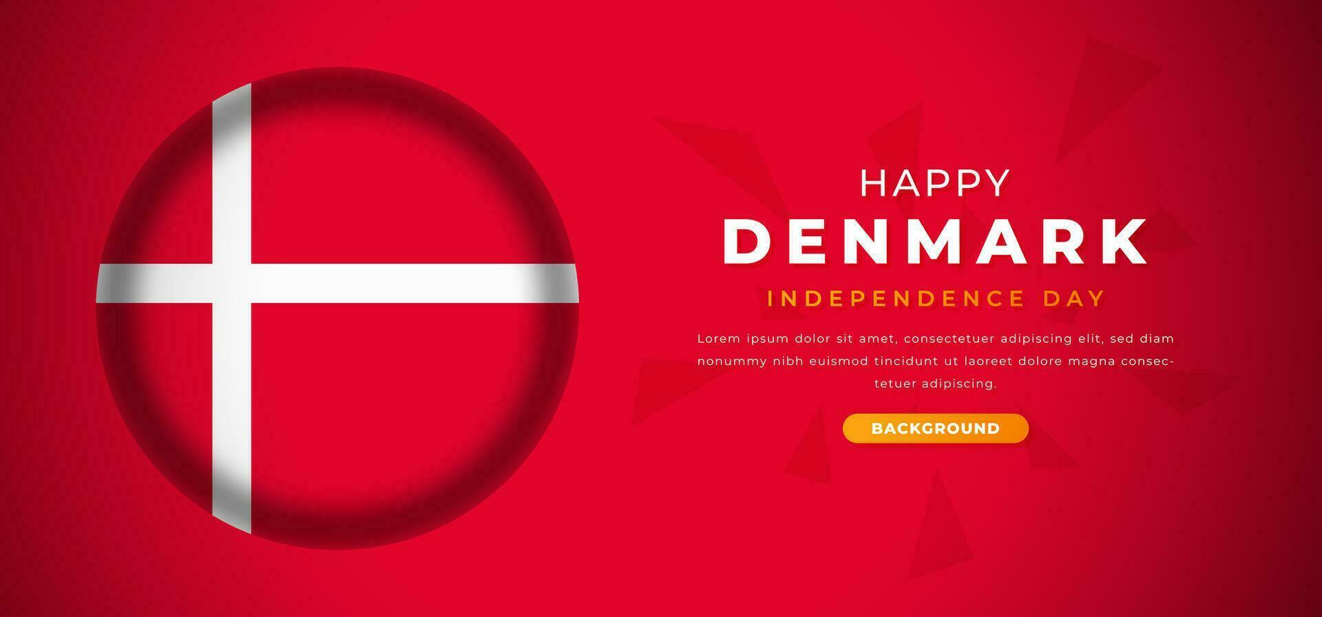 Happy Denmark Independence Day Design Paper Cut Shapes Background Illustration for Poster, Banner, Advertising, Greeting Card vector