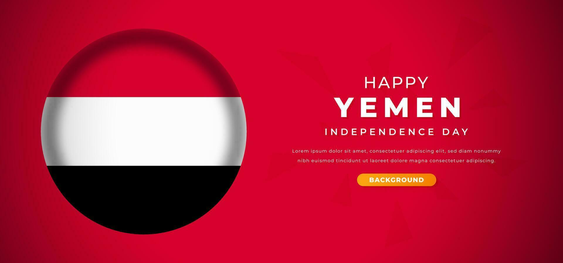 Happy Yemen Independence Day Design Paper Cut Shapes Background Illustration for Poster, Banner, Advertising, Greeting Card vector