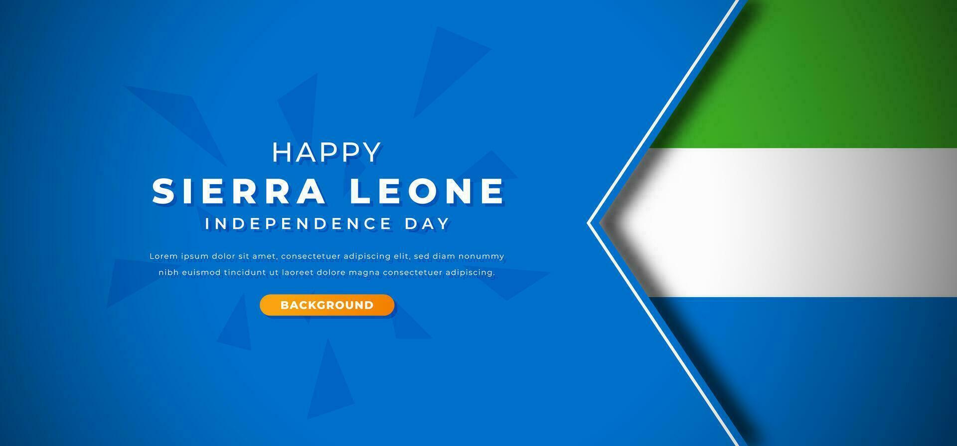 Happy Sierra Leone Independence Day Design Paper Cut Shapes Background Illustration for Poster, Banner, Advertising, Greeting Card vector