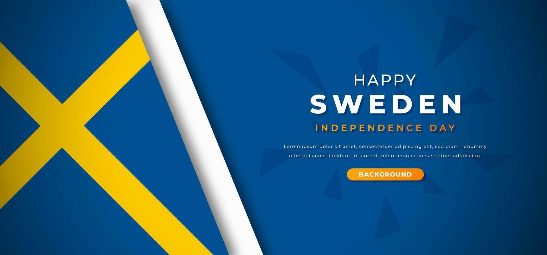 Happy Sweden Independence Day Design Paper Cut Shapes Background Illustration for Poster, Banner, Advertising, Greeting Card vector