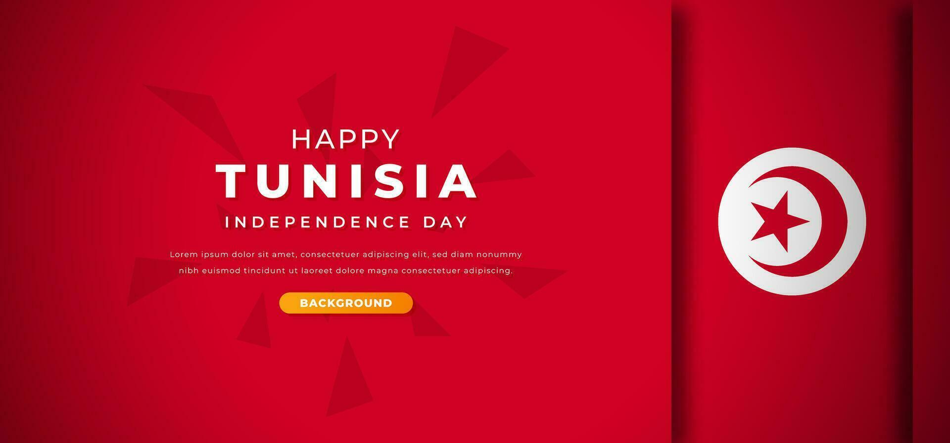 Happy Tunisia Independence Day Design Paper Cut Shapes Background Illustration for Poster, Banner, Advertising, Greeting Card vector