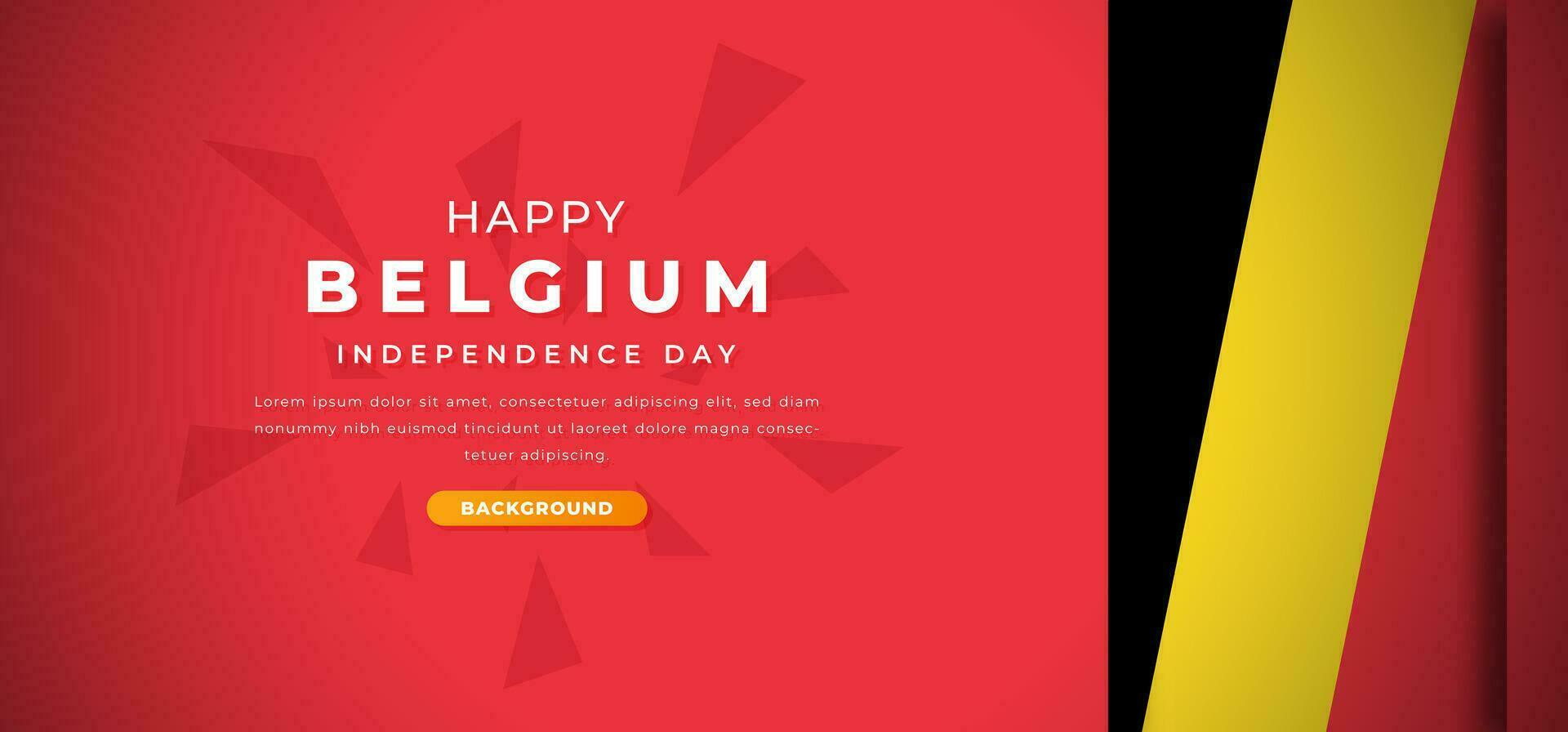 Happy Belgium Independence Day Design Paper Cut Shapes Background Illustration for Poster, Banner, Advertising, Greeting Card vector