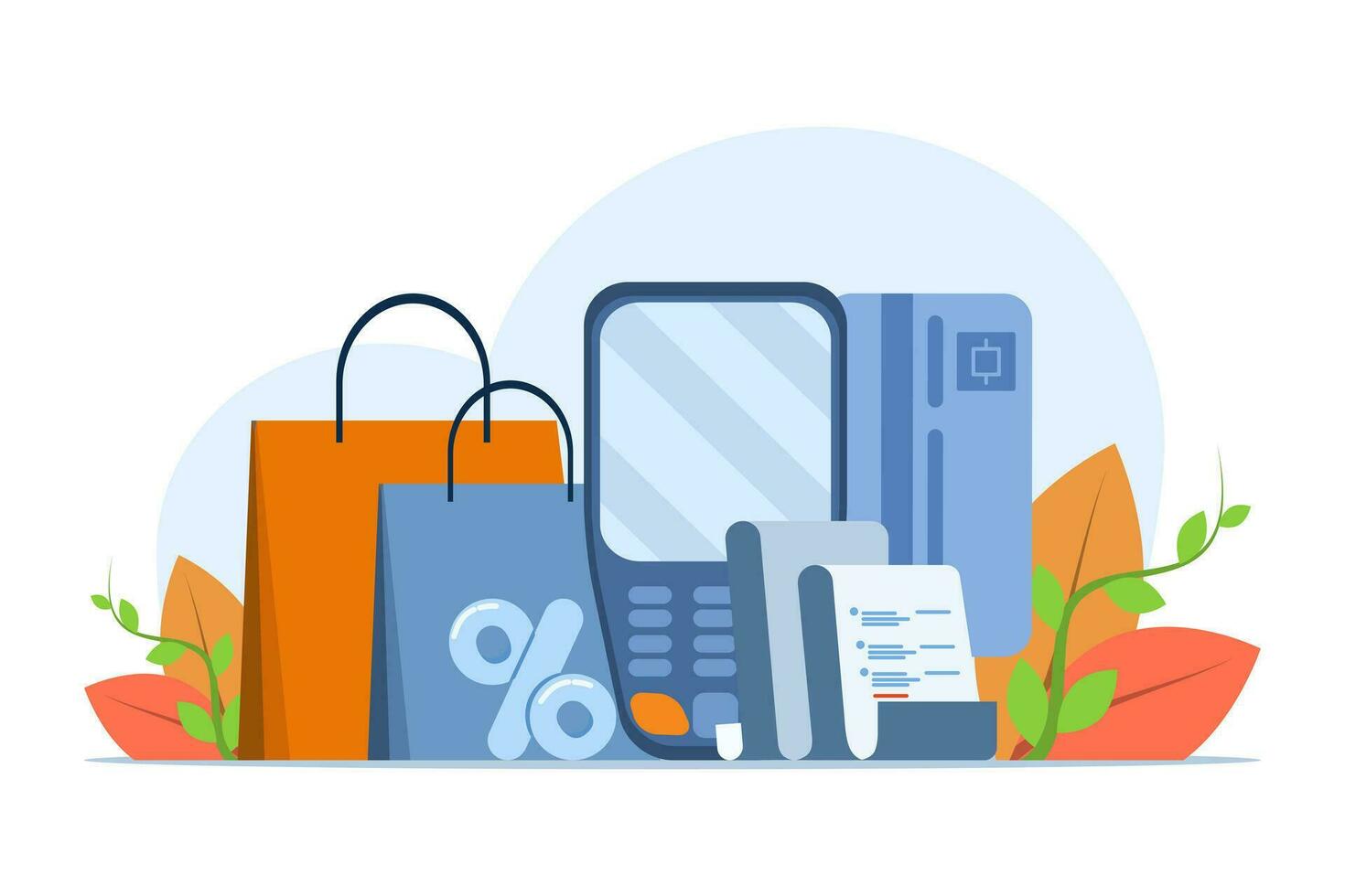 NFC payment concept, POS terminal confirming payment with debit card, Invoice, Shopping concept, payment machine, credit card, contactless payment technology. flat vector illustration on background.