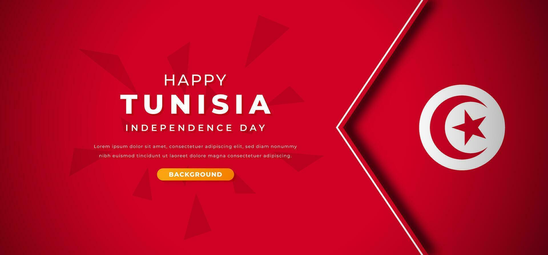 Happy Tunisia Independence Day Design Paper Cut Shapes Background Illustration for Poster, Banner, Advertising, Greeting Card vector