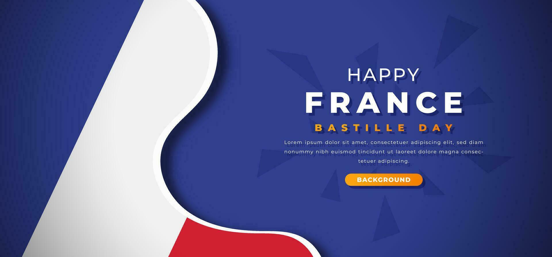 Happy France Bastille Day Design Paper Cut Shapes Background Illustration for Poster, Banner, Advertising, Greeting Card vector