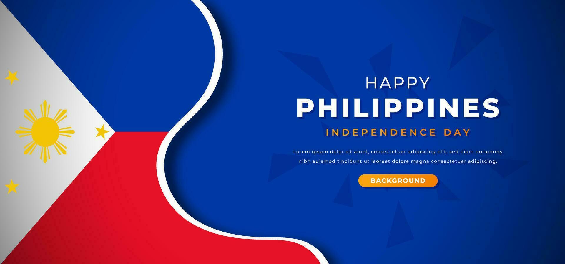 Happy Philippines Independence Day Design Paper Cut Shapes Background Illustration for Poster, Banner, Advertising, Greeting Card vector