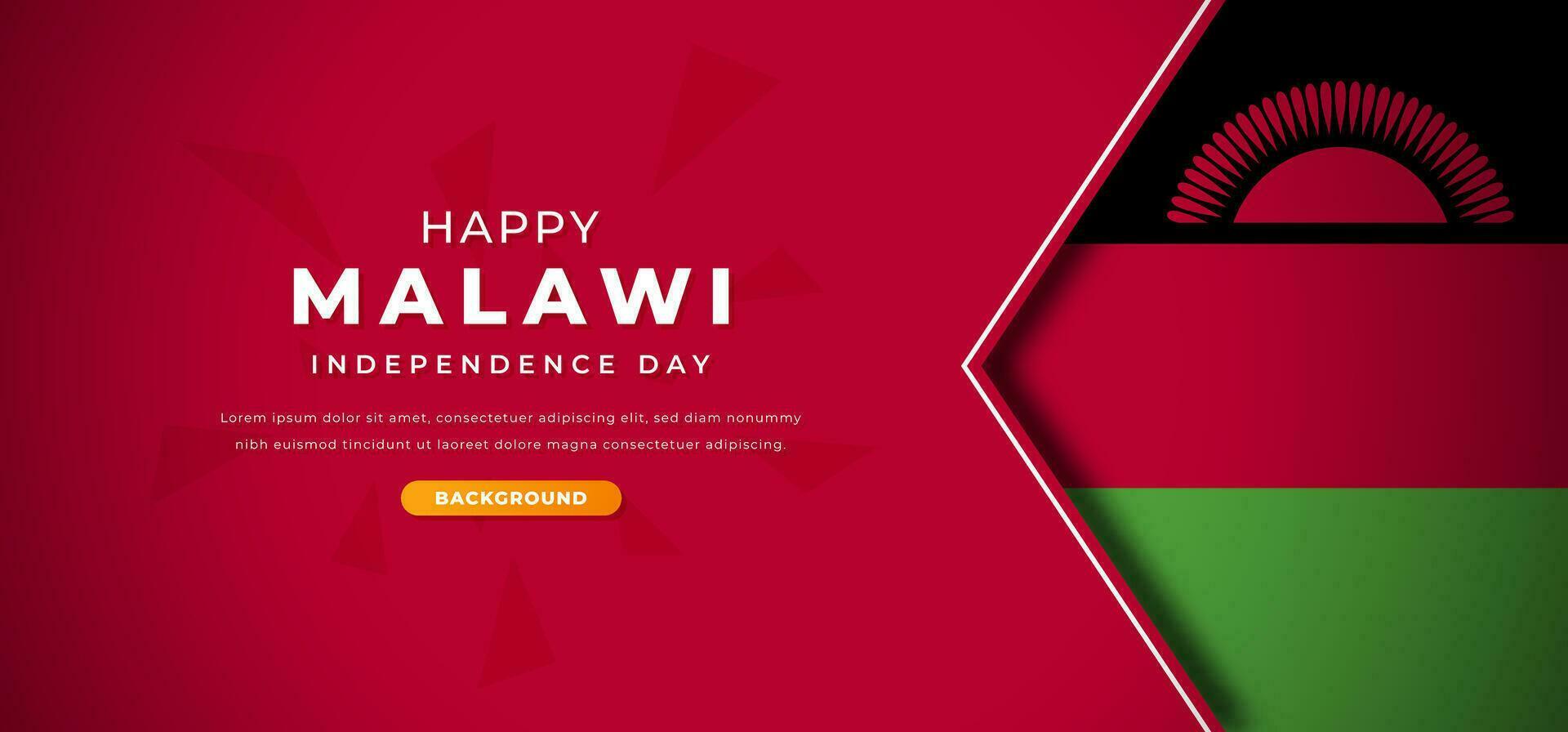 Happy Malawi Independence Day Design Paper Cut Shapes Background Illustration for Poster, Banner, Advertising, Greeting Card vector