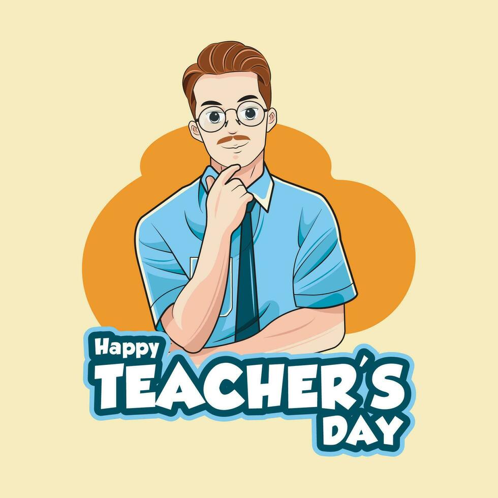 Happy teacher's day or education concept. Vector illustration