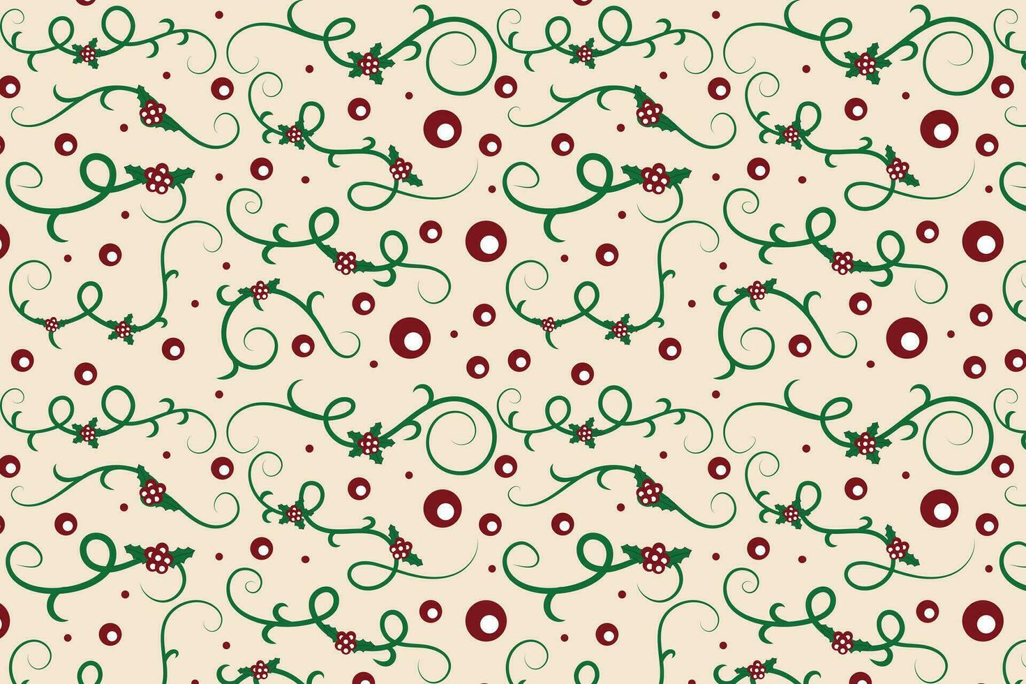 Navidad florece remolinos acebo hojas sin costura patrón, invierno vibraciones baya hoja moderno Navidad patrón, fiesta verde florido Navidad patrón, envase papel fiesta acebo impresión tela vector