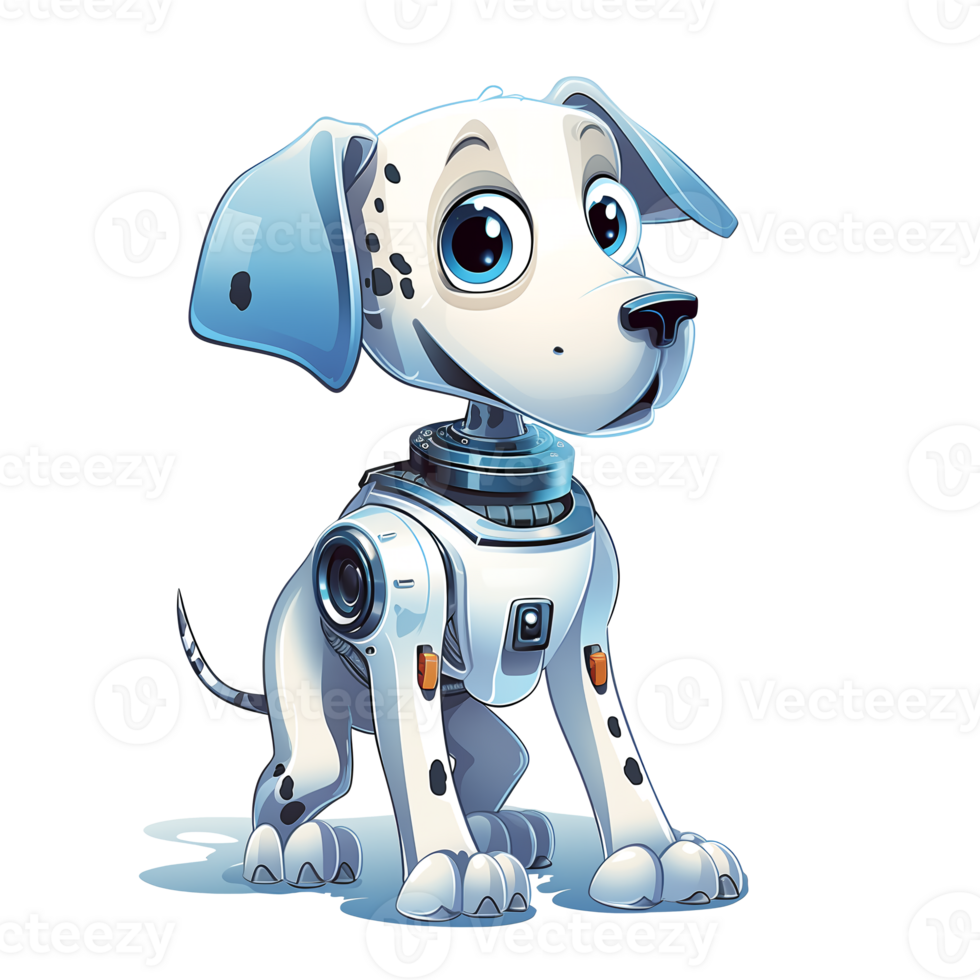 tekenfilm hond robotten. t-shirt, sticker. grappig cyborg. ai gegenereerd png
