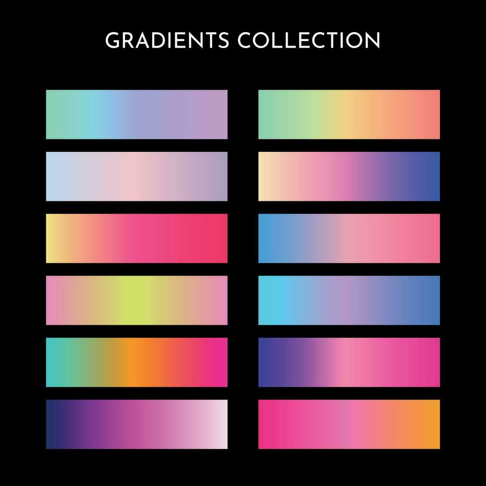 Set of colorful gradients. UI gradients collection. gradient color background. Modern screen vector design for mobile app. Bright color gradients