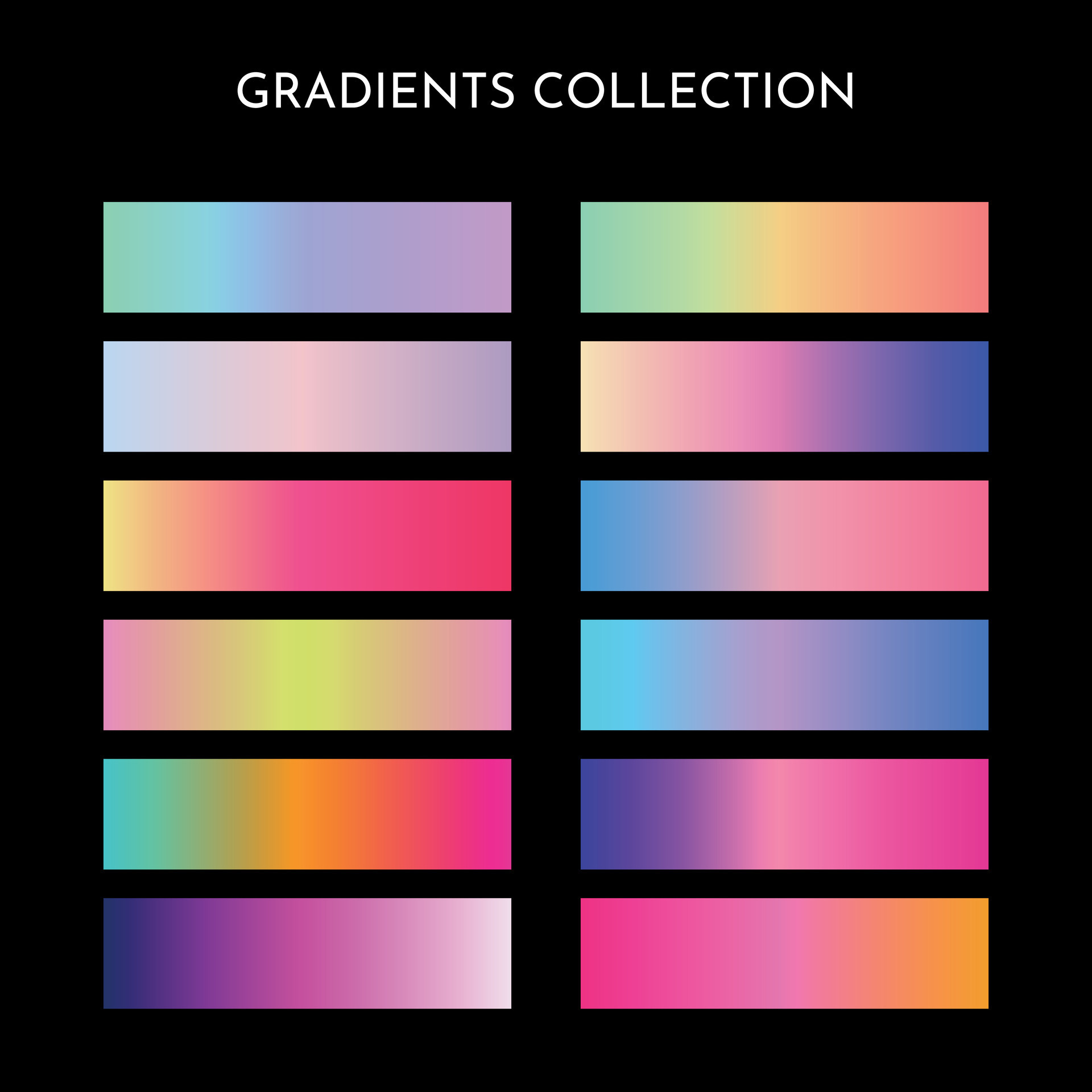 Set of colorful gradients. UI gradients collection. gradient color background. Modern screen
