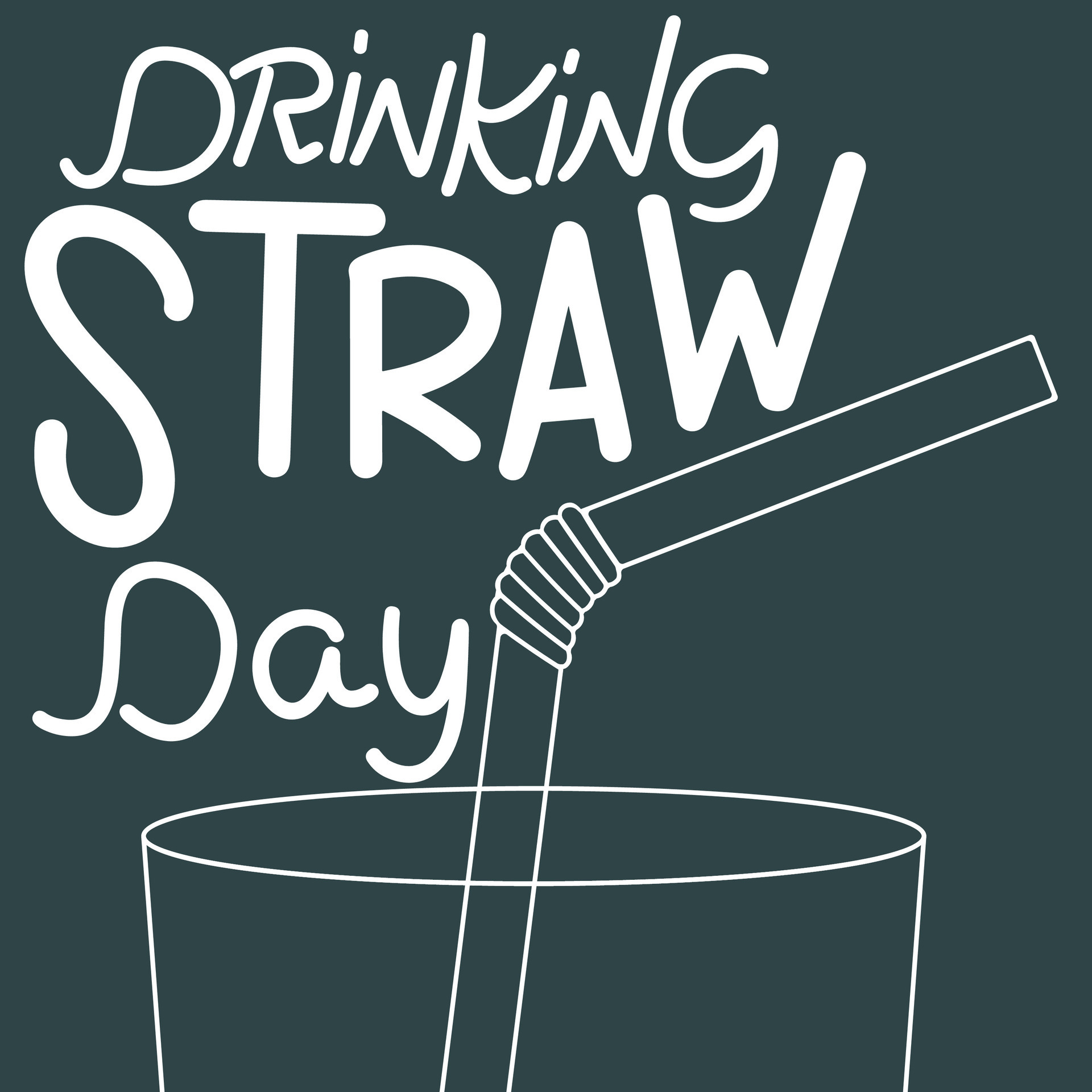 Drinking Straw Day text banner. Handwriting text Drinking Straw Day