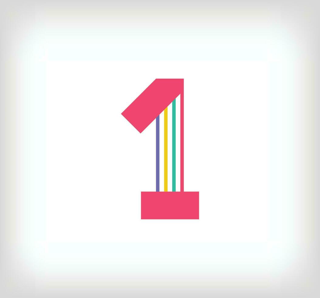 Creative sport number 1 multicolored linear logo. Modern number lines with new culture colors. Font alphabet template. Creative education geometric.vector vector