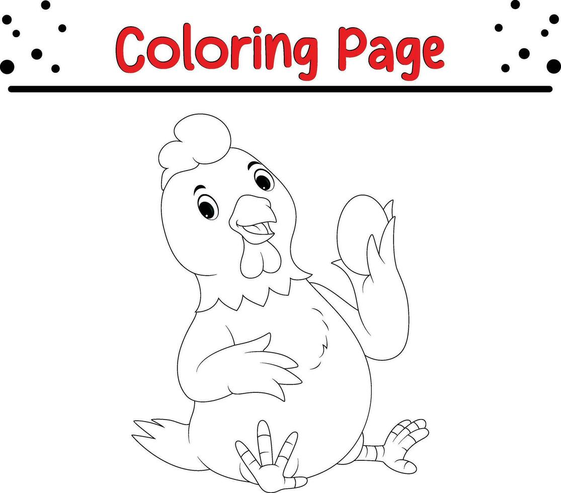 hen bird coloring page for kids. vector