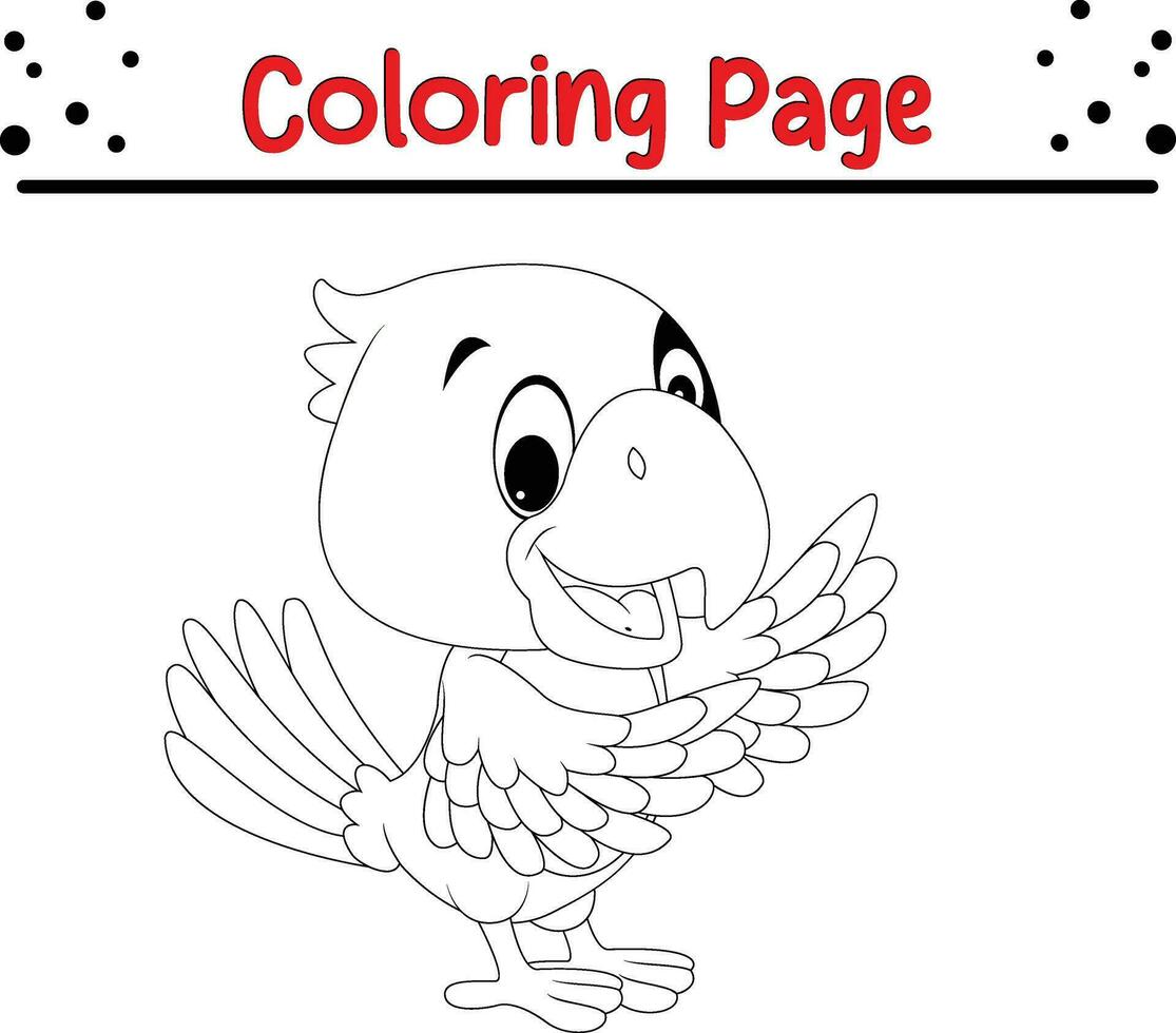 cute parrot coloring page vector