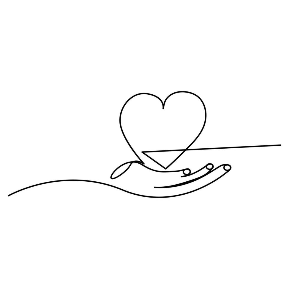 Valentines day heart shape Continuous one line vector art and love shape art drawing