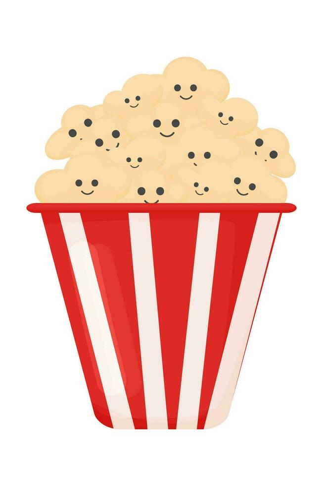 Popcorn Day. Cute cartoon popcorn. A light snack. Vector illustration