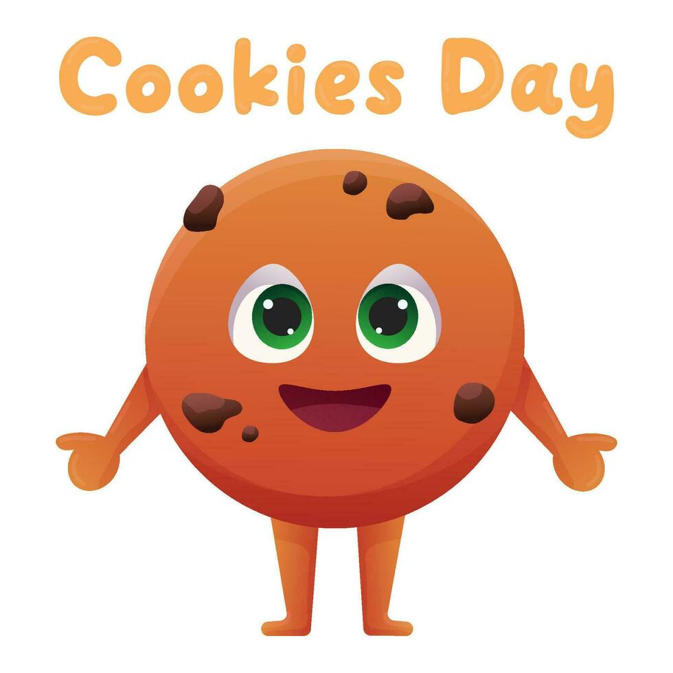 National Cookie Day. Vector illustration of a cute cartoon character. Cookies with chocolate.