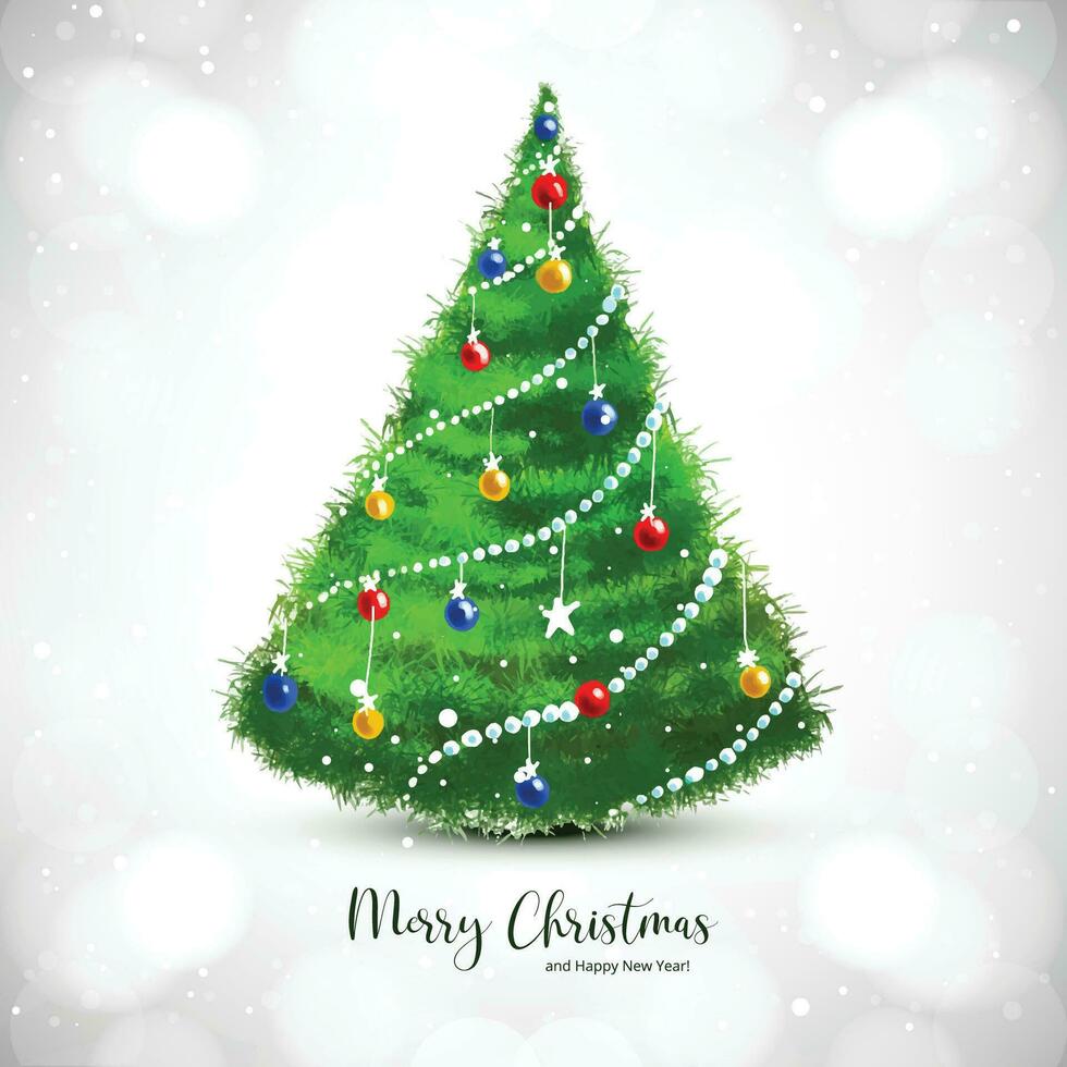 Beautiful shining christmas tree card background vector