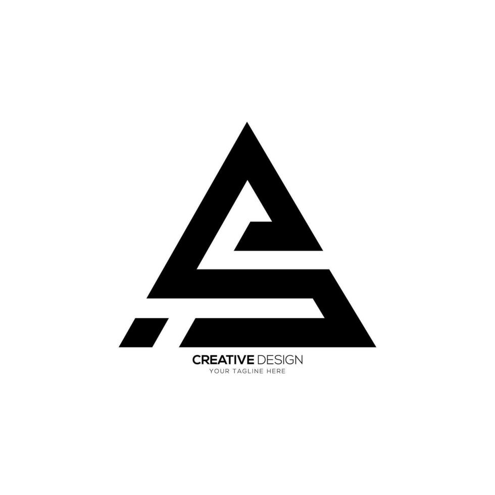 Triangle shapes alphabet letter SP or PS line art monogram creative logo vector