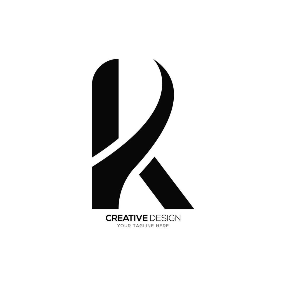 Letter Rk or Kr initial modern unique shape monogram logo idea vector