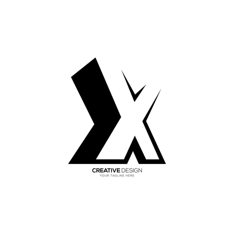 Letter X modern bold shape negative shape 3d unique monogram gaming logo concept vector