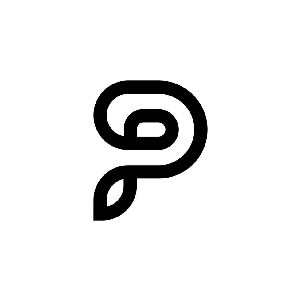 letter p with line art unique shape creative monogram logo vector