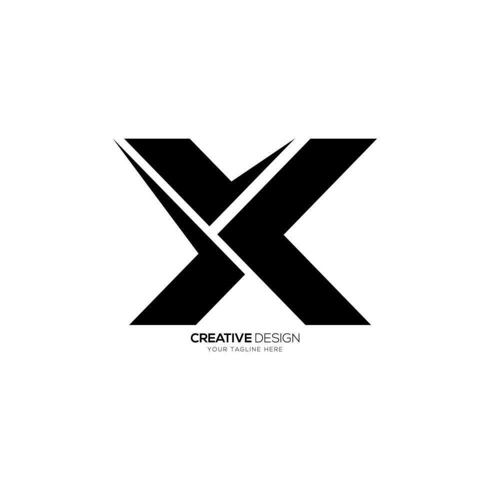 Letter X unique shape modern flat gaming abstract monogram logo vector