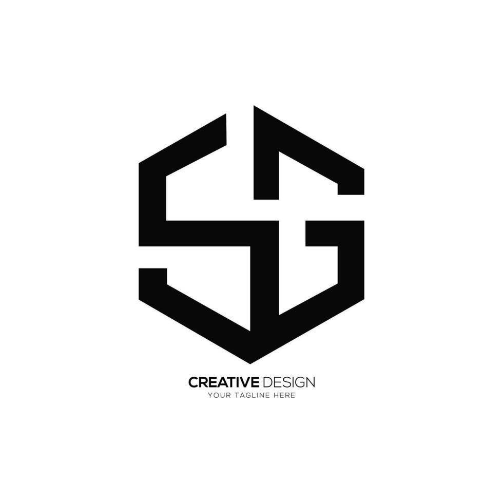 Letter Sg or Gs hexagonal shape modern creative unique monogram logo vector
