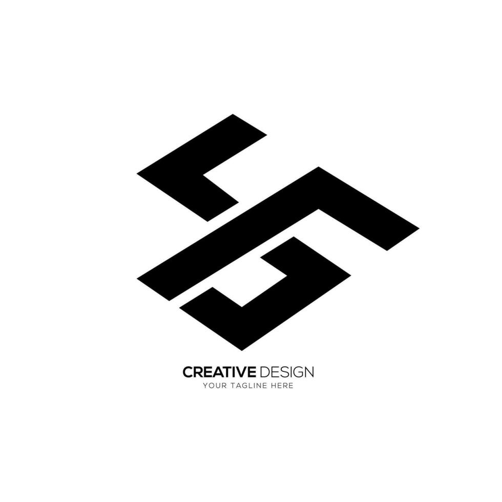 Modern letter Sg or Gs unique shapes alphabet creative monogram abstract logo design vector