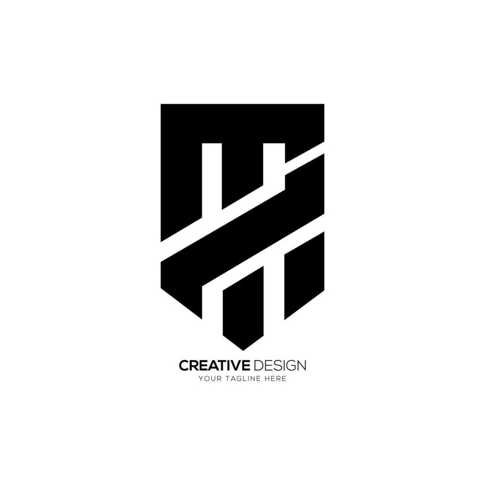 Letter MH modern shape unique monogram shapes alphabet logo vector