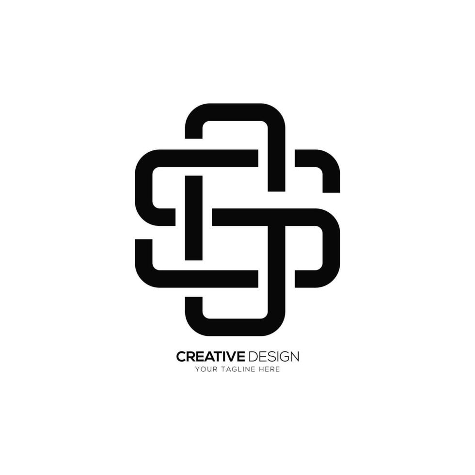 Letter Sg or Gs initial modern line shape elegant monogram abstract logo vector
