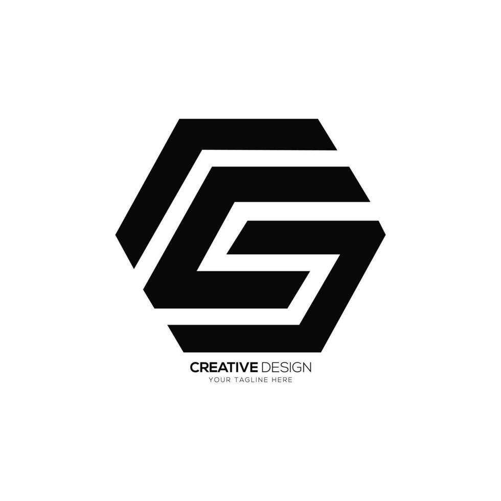Letter Cs hexagonal shapes alphabet creative unique monogram logo vector