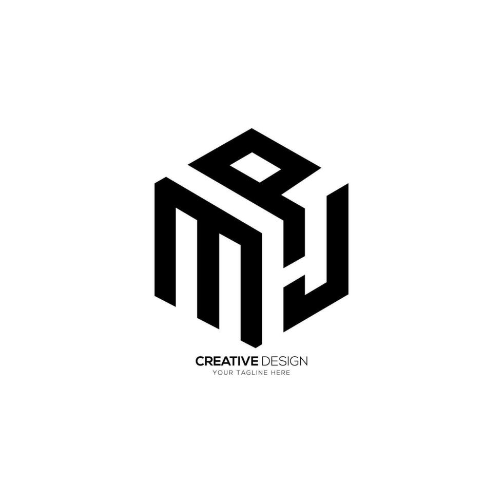 Letter m p j with polygon shape minimal modern business monogram logo vector